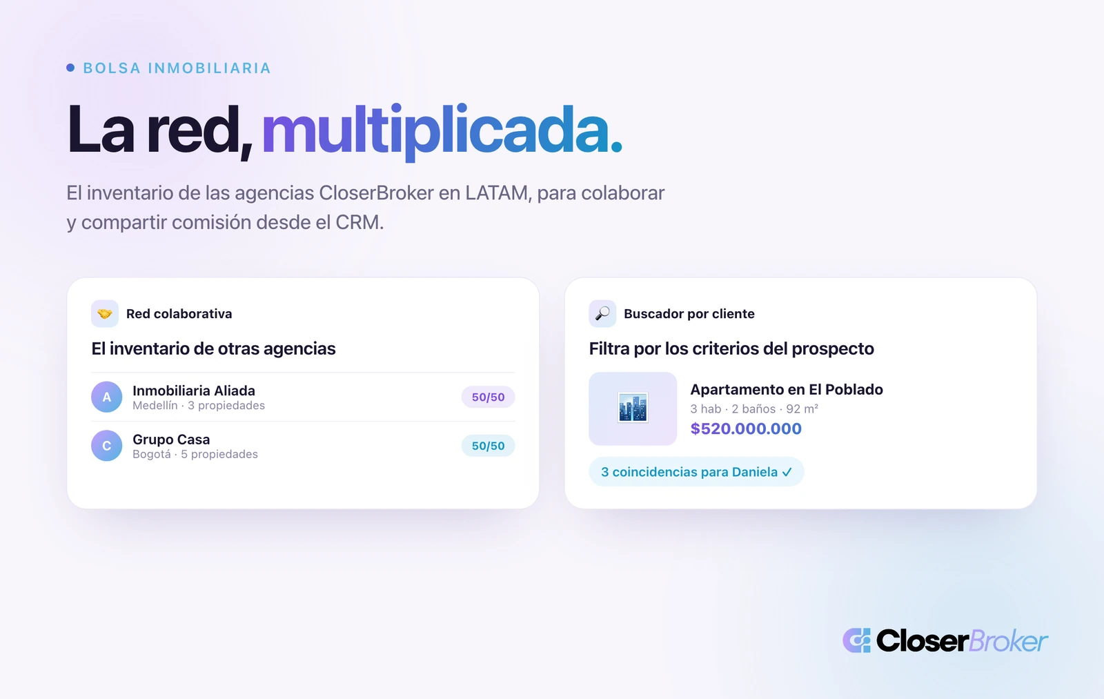Red de agencias colaborando e inventario compartido en la Bolsa Inmobiliaria de CloserBroker