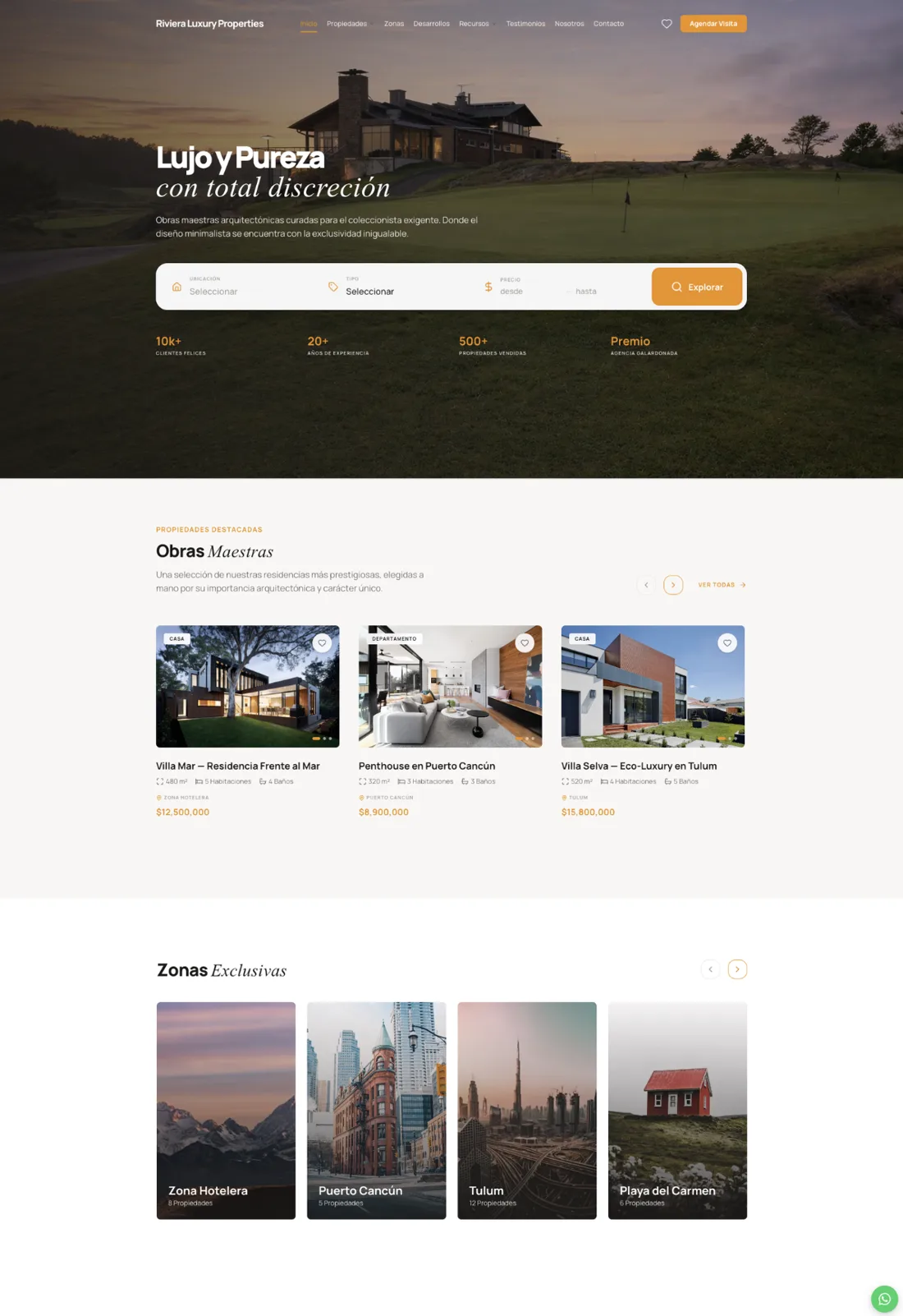 Plantilla de sitio web inmobiliario premium de CloserBroker, estilo lujo