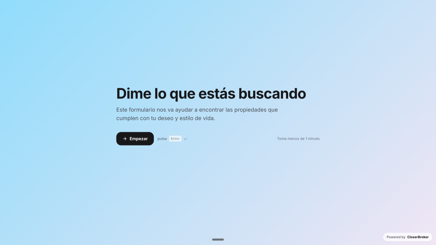 Formulario de captación de leads de CloserBroker — conversacional y diseñado para alta conversión